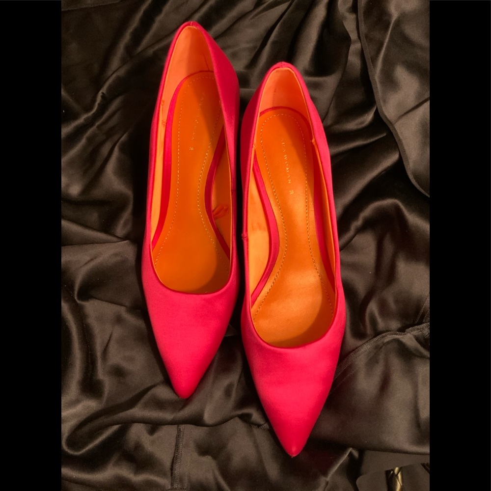 Zara pink satin look pumps size 8 (38) 2’ heel